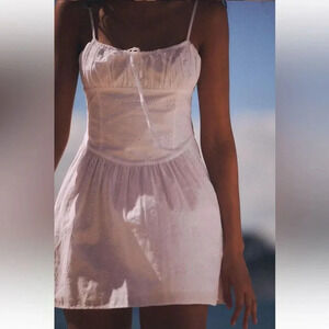 ZARA EMBROIDERED WHITE DRESS WITH BOWS